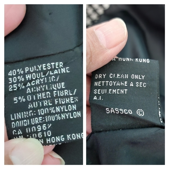 NWT SASSON Paris NY Houndstooth Wool Blend Cropped Jacket Sz 14/15 One Button - Picture 11 of 11